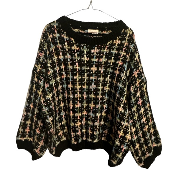 Granny Oversized Sweater Woven Pastel Rainbow Pink Lilly Size Small - Picture 1 of 5